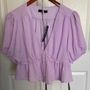 Lulu's Light Purple Puff Sleeve Blouse